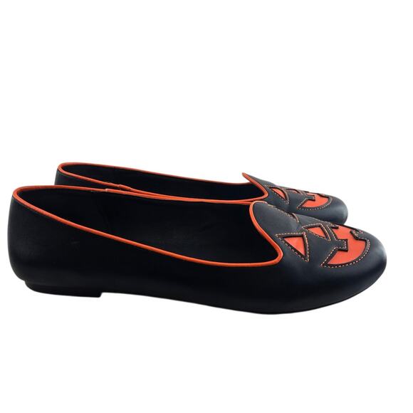 Strange Cvlt Jack O Lantern Flats Hot Topic Black Orange Gothic Hot Topic SZ 11 - Picture 2 of 9